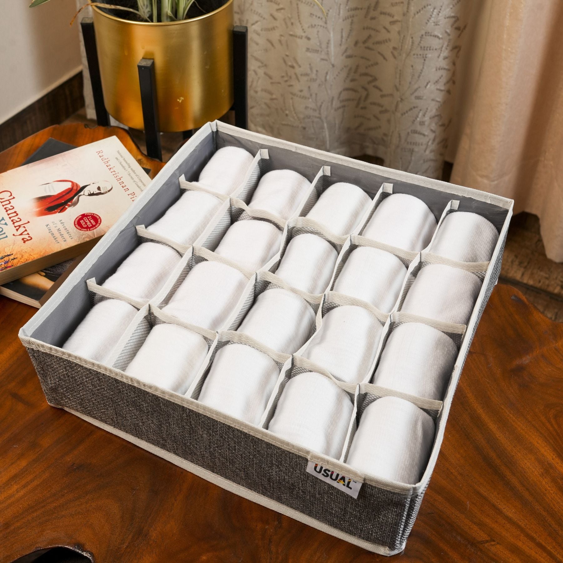 20-Pocket Linen Drawer Organizer