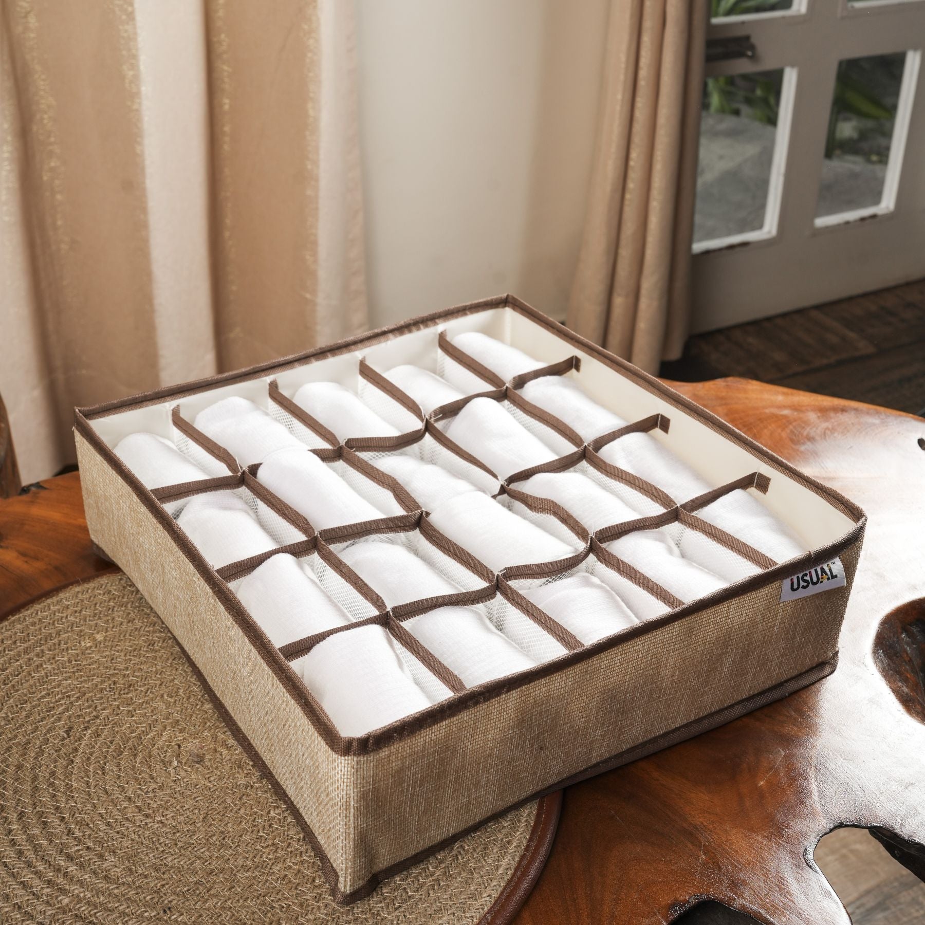 20-Pocket Linen Drawer Organizer