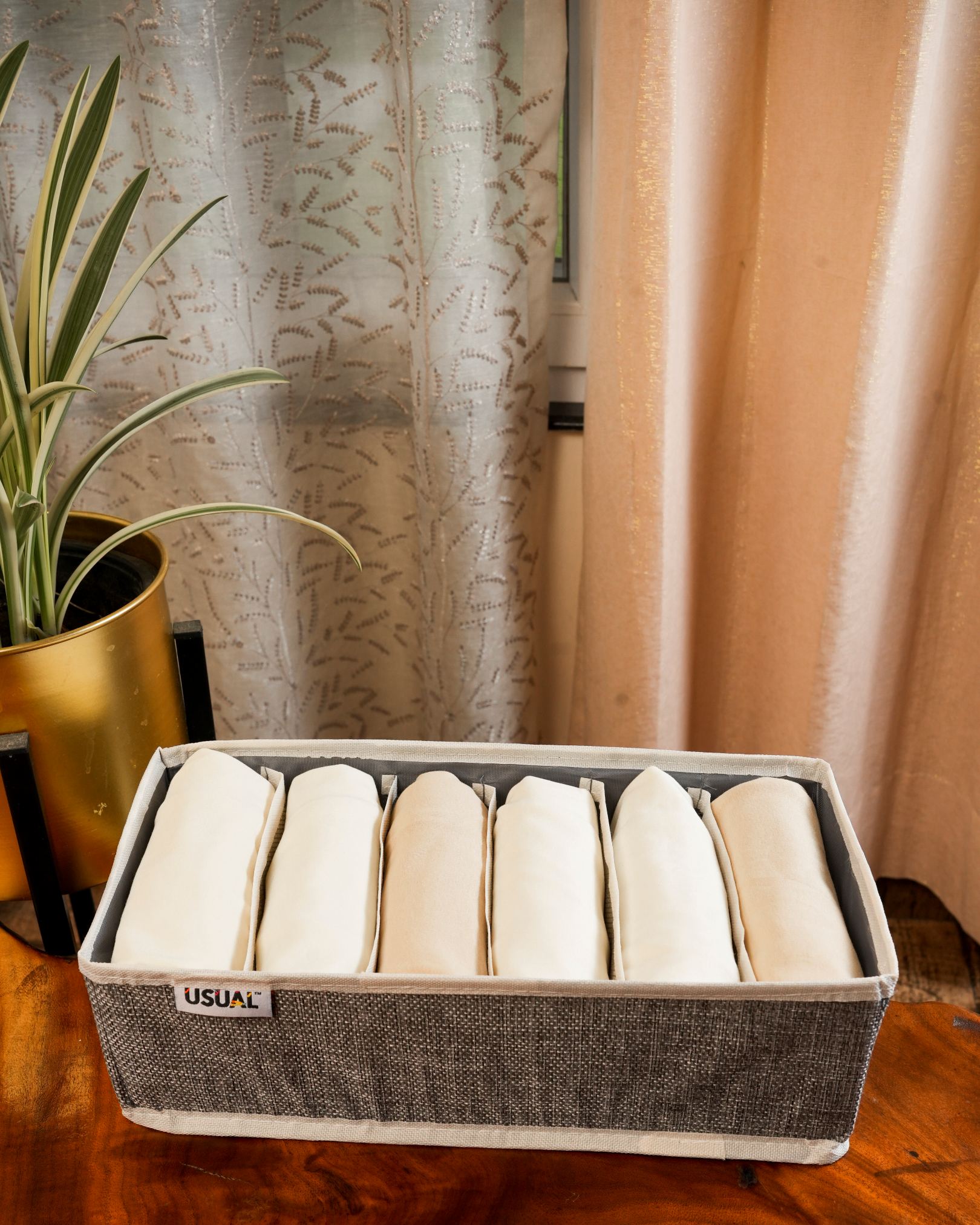 6-Pocket Linen Drawer Organizer