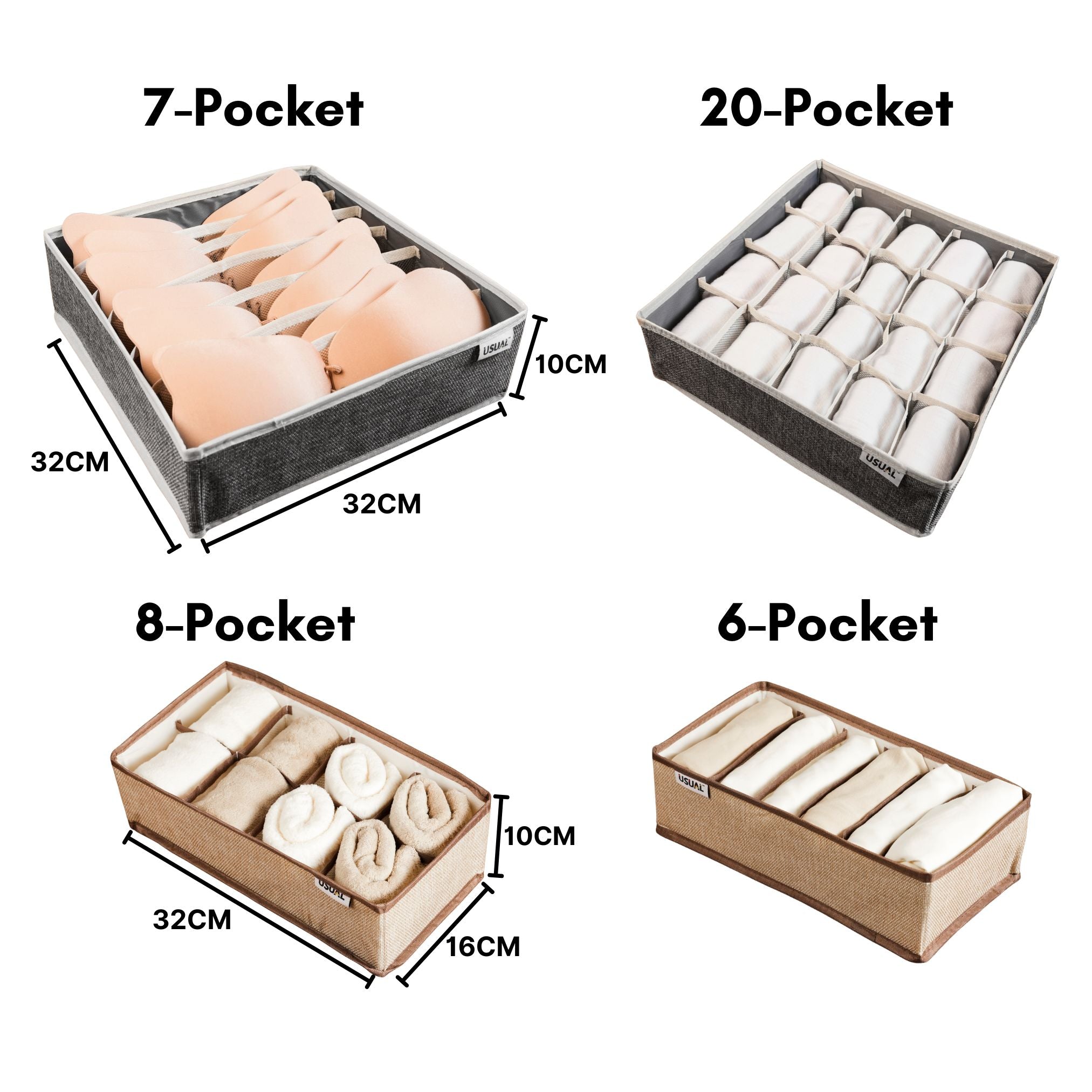 Linen Drawer Organizer 4pc Set