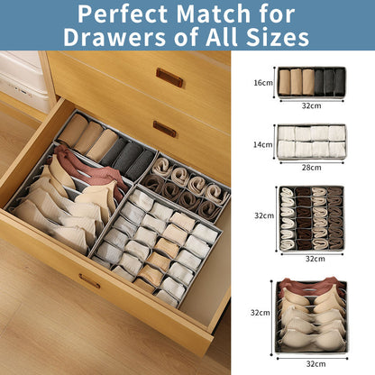 Premium Foldable Drawer Organizer 4pc Set